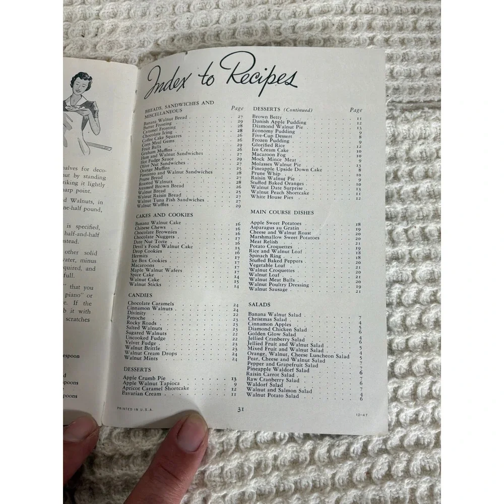 Vintage 1940s Diamond Walnuts Menu Magic In A Nutshell Cookbook OS Multicolor